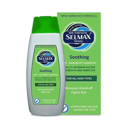 SELMAX GREEN SOOTHING DUAL ACTION е подхранващ шампоан, който намалява пърхота, видимите люспи и сърбежа.