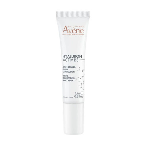 Avene Hyaluron Activ B3 Triple Correction Eye Cream e крем за околоочен контур с тройно коригиращо действие срещу признаците на стареене - бръчки, подпухналост и тъмни кръгове. Неговата гел-крем текстура носи незабавен свеж ефект.