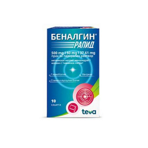Беналгин Рапид е комбиниран лекарствен продукт, който съдържа метамизол, кофеин и тиамин (витамин В1). Метамизол бързо и ефективно овладява болка с различен произход и понижава високата температура. Кофеинът подпомага обезболяващото действие на метамизол и улеснява проникването му в мозъка. Витамин B1 подобрява обмяната на веществата и улеснява провеждането на нервните импулси.
