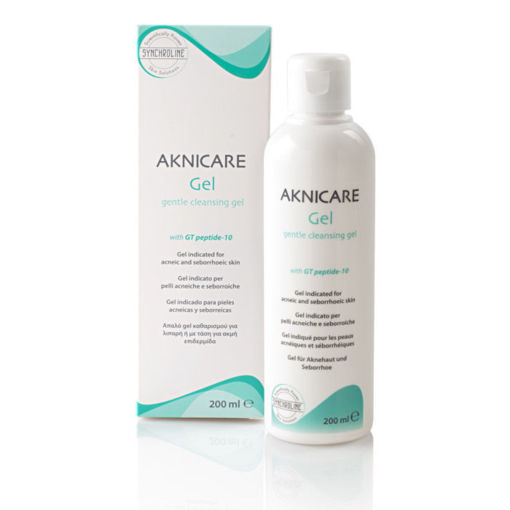 Synchroline Aknicare Gentle Cleansing Gel е нежен, почистващ гел, който отстранява излишният себум. При нанасяне образува лека пяна. Препоръчва се за третиране на чувствителна кожа, склонна към омазняване и образуване на акне.