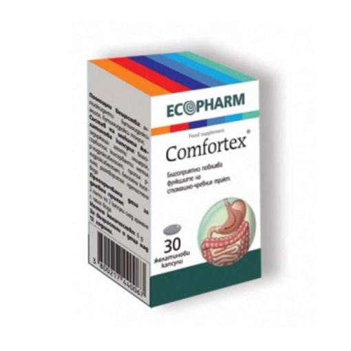 Comfortex е комбиниран растителен продукт от автентични индийски билки. Повечето от тях са известни подправки, богати на етерични масла и растителни смоли. Съчетанието на екстрактите повлиява благоприятно правилното функциониране на храносмилателната система. Комфортекс благоприятно повлиява функциите на стомашно-чревния тракт. Подходящ е както за еднократен прием, така и за по-продължителен прием.