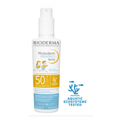 Photoderm PEDIATRICS Спрей SPF50+ . Осигурява висока защита, високоустойчив, с невидим завършек, 8 ч хидратация. SUN BARRIER TECHNOLOGY - високотехнологична слънцезащита, създадена да предпази собствените защитни сили на деликатната детска кожа при излагане на слънце.