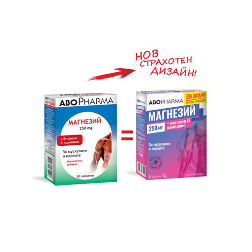 Снимка на Магнезий 250 мг + В комплекс x30 таблетки Abopharma